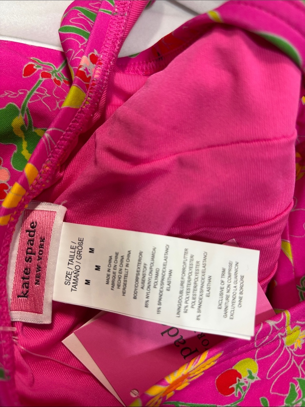 kate spade Pink flash Floral One-Piece lined flower & berries Swimsuit NWT M - Picture 9 of 14
